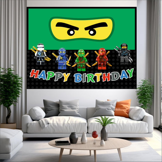 Ninja Theme Birthday Backdrop for Kids