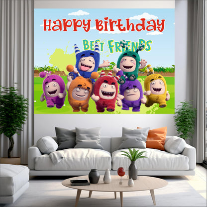 Oddbods Theme Birthday Backdrop for Kids