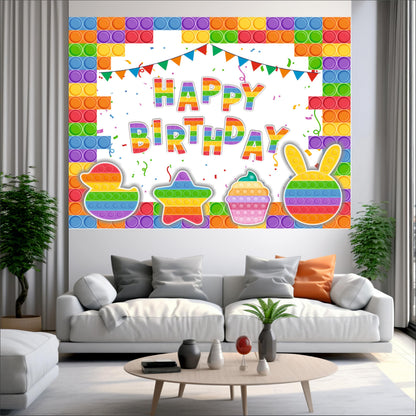 Pop It Theme Birthday Backdrop for Kids