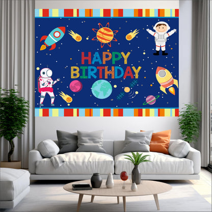 Space Birthday Theme Backdrop for Kids
