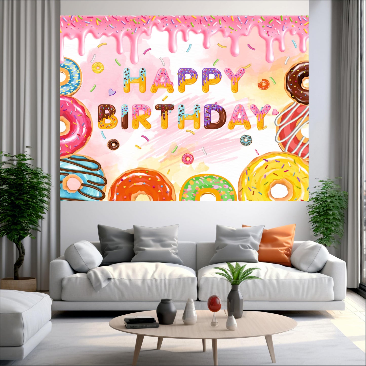Donuts Theme Birthday Backdrop for Kids