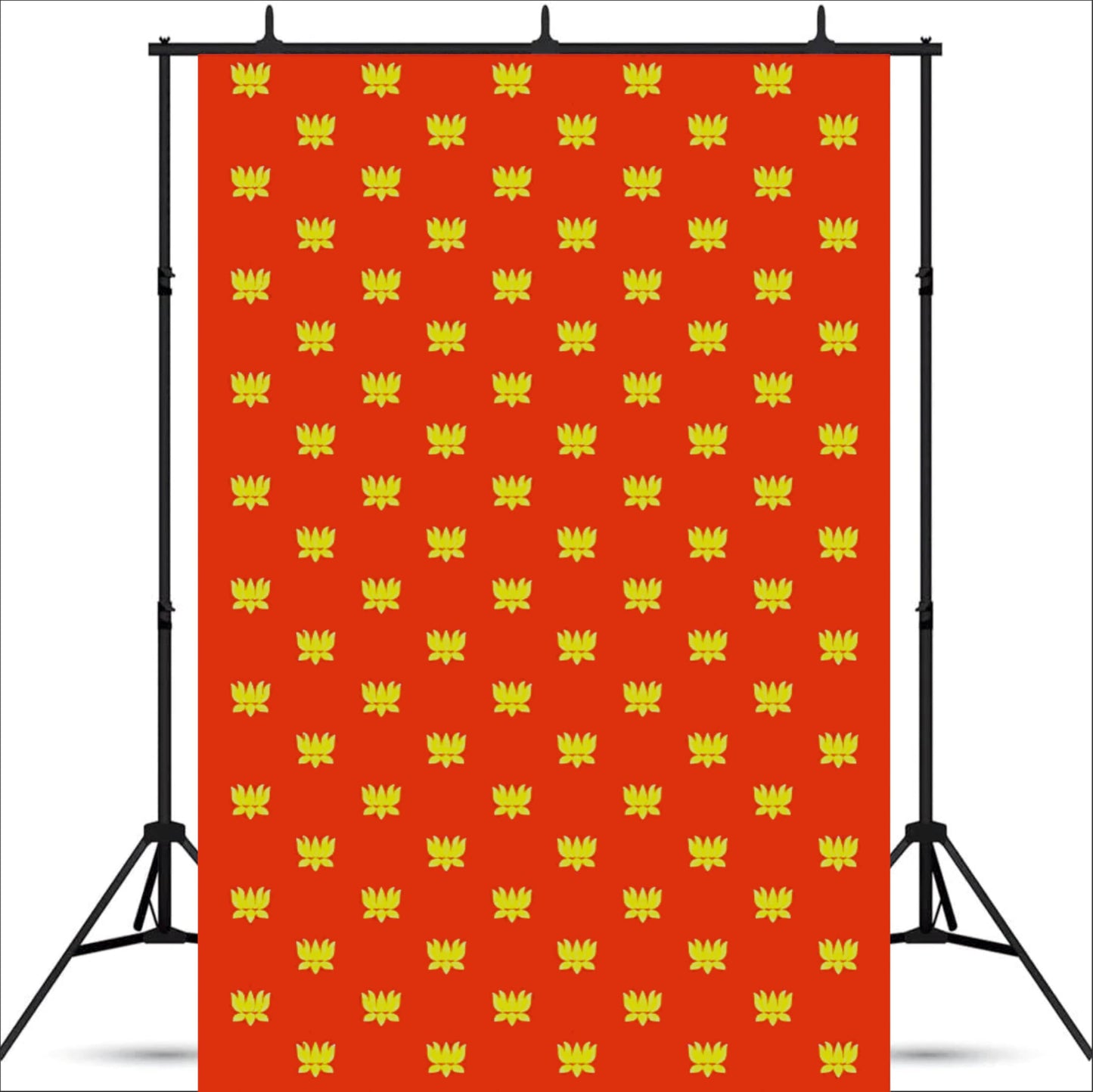 Red Backdrop With Golden Lotus Theme for Events, Home & Photoshoots