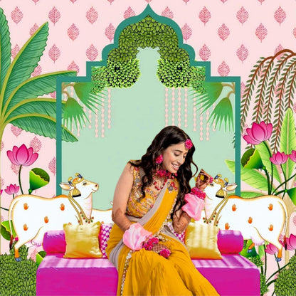 Pichwai Decorative Theme Backdrop for Events, Home & Photoshoots