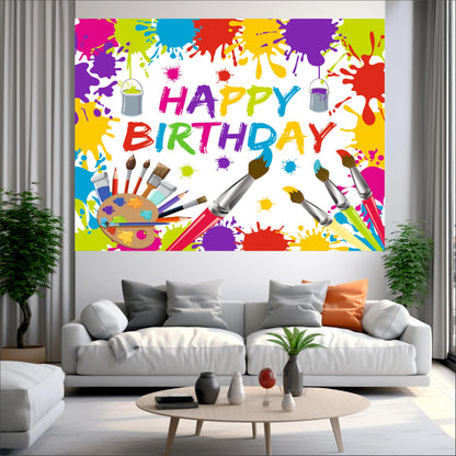 Art Attack Theme Birthday Backdrop for Kids