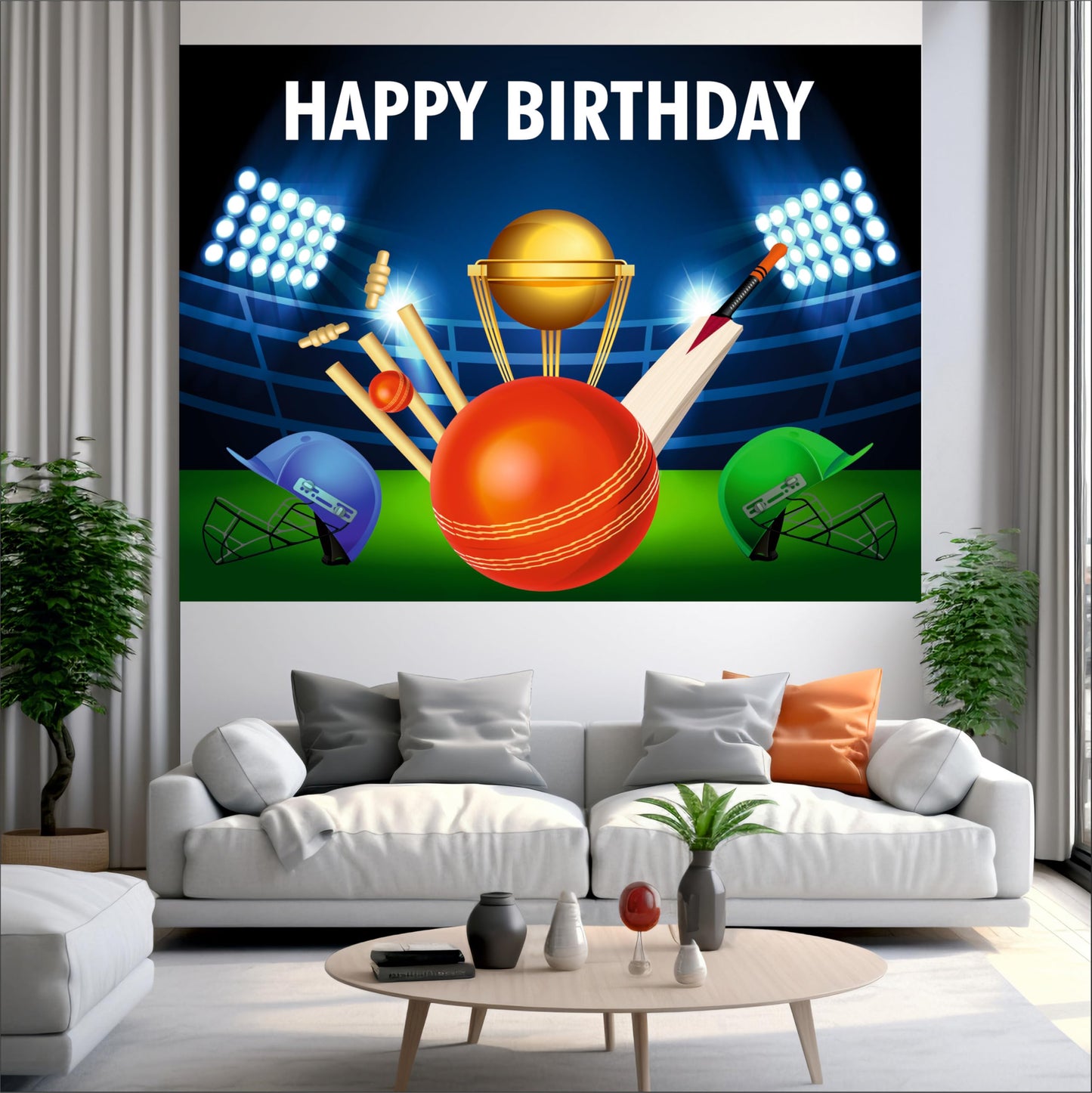 Cricket Birthday Theme Backdrop for Kids
