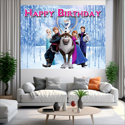 Frozen Birthday Theme Backdrop for Kids
