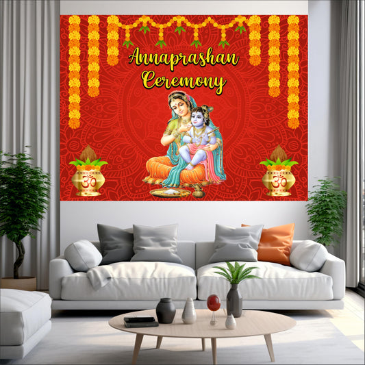 Red Annaprashan Decorative Theme Backdrop for Photoshoots