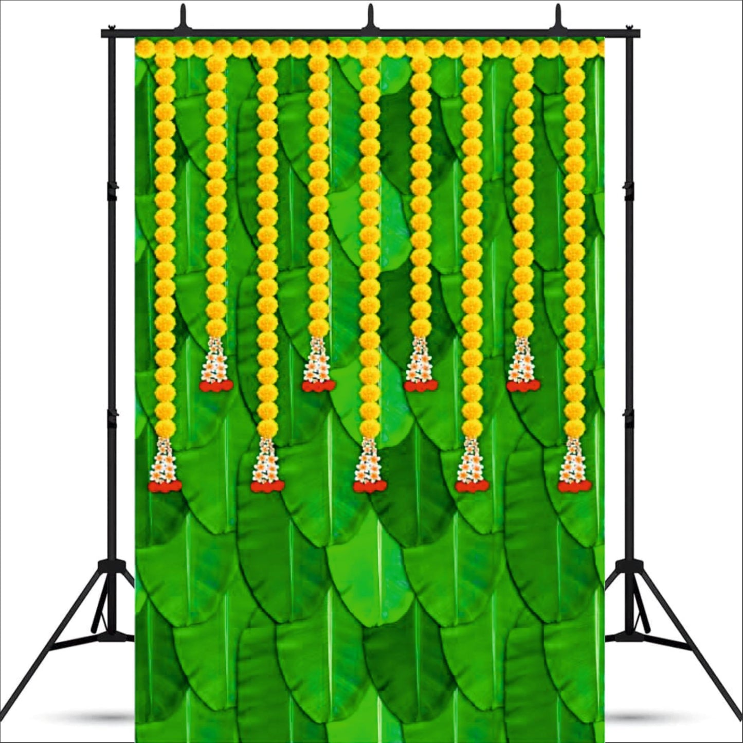 Banana Leaf With Yellow Flower Decorative Theme Backdrop for Events, Home & Photoshoots