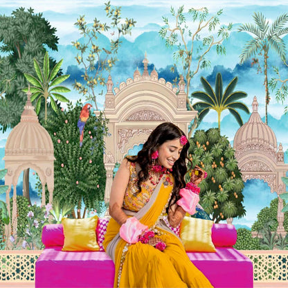 Traditional Peacock Decorative Theme Backdrop for Events, Home & Photoshoots