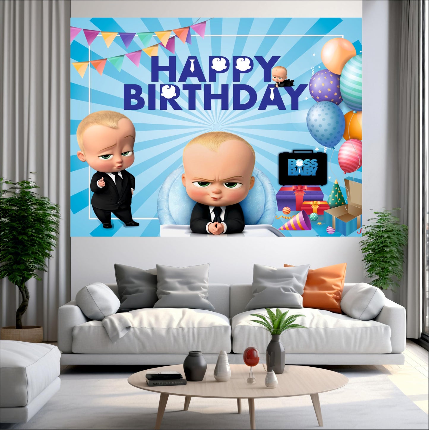 Boss Baby Boy Theme Birthday Backdrop for Kids