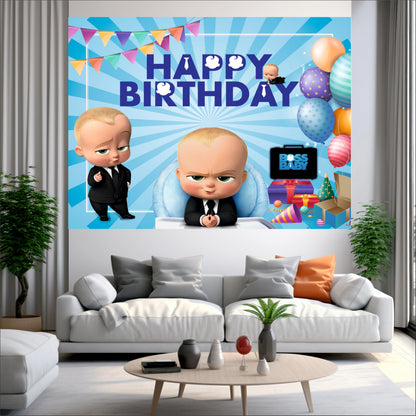 Boss Baby Boy Theme Birthday Backdrop for Kids