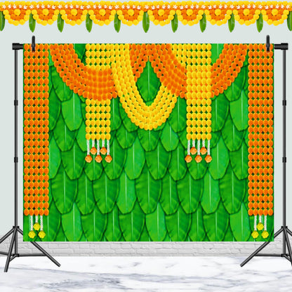 Yellow & Orange Flowers Decorative Theme Backdrop for Events, Home & Photoshoots