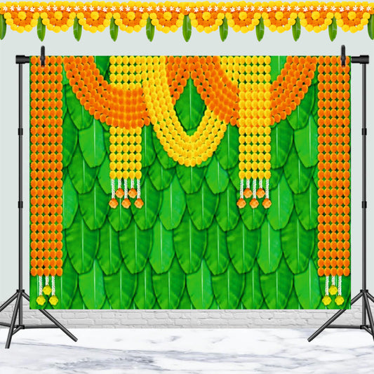 Yellow & Orange Flowers Decorative Theme Backdrop for Events, Home & Photoshoots