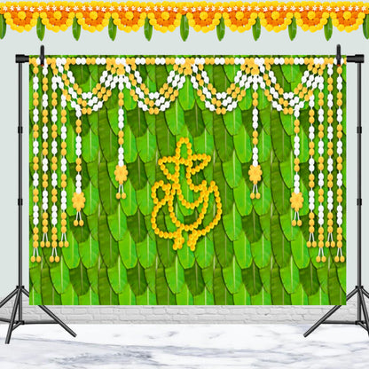 Ganpati Decorative Theme Backdrop for Events, Home & Photoshoots