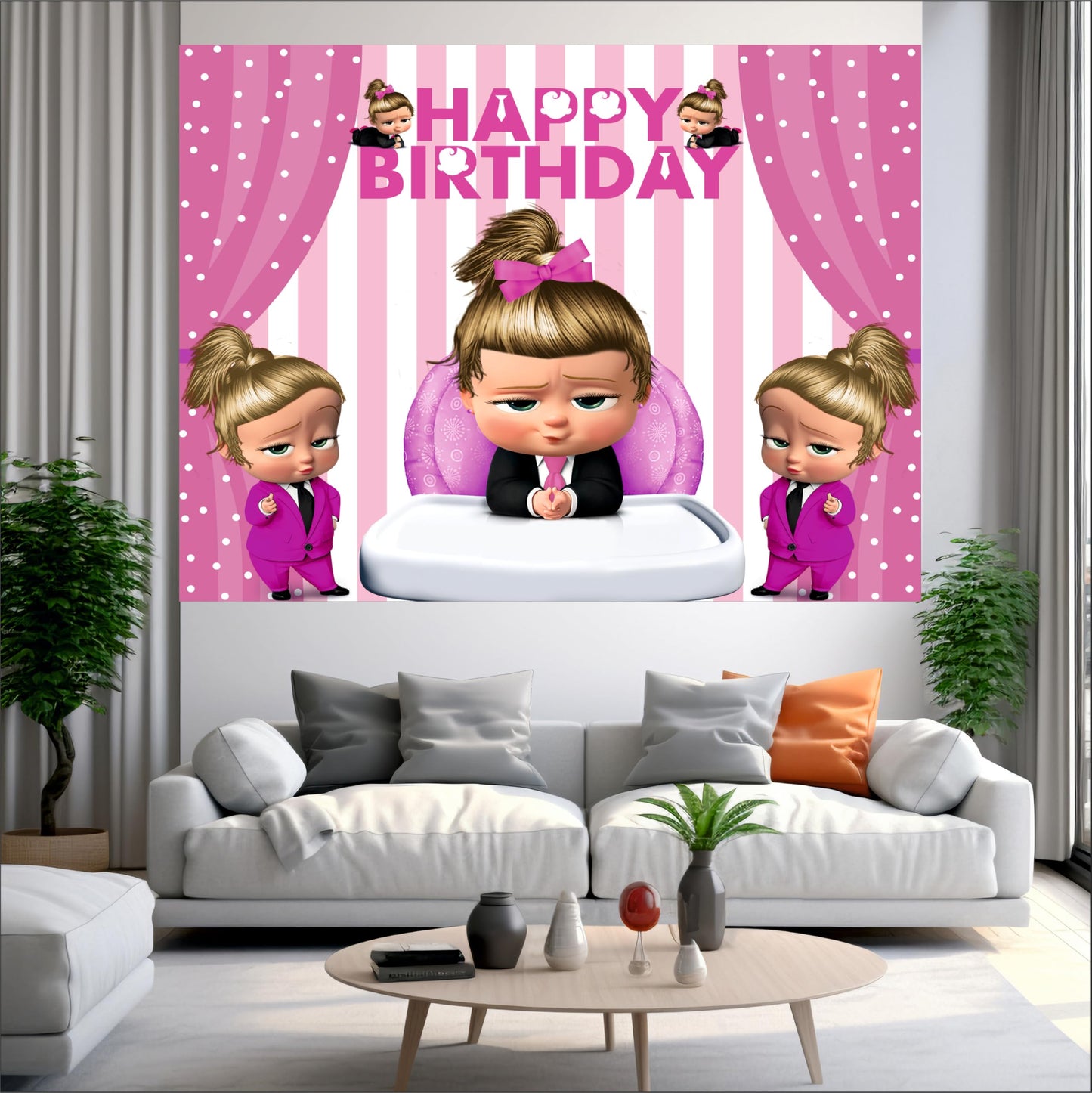 Boss Baby Girl Theme Birthday Backdrop for Kids