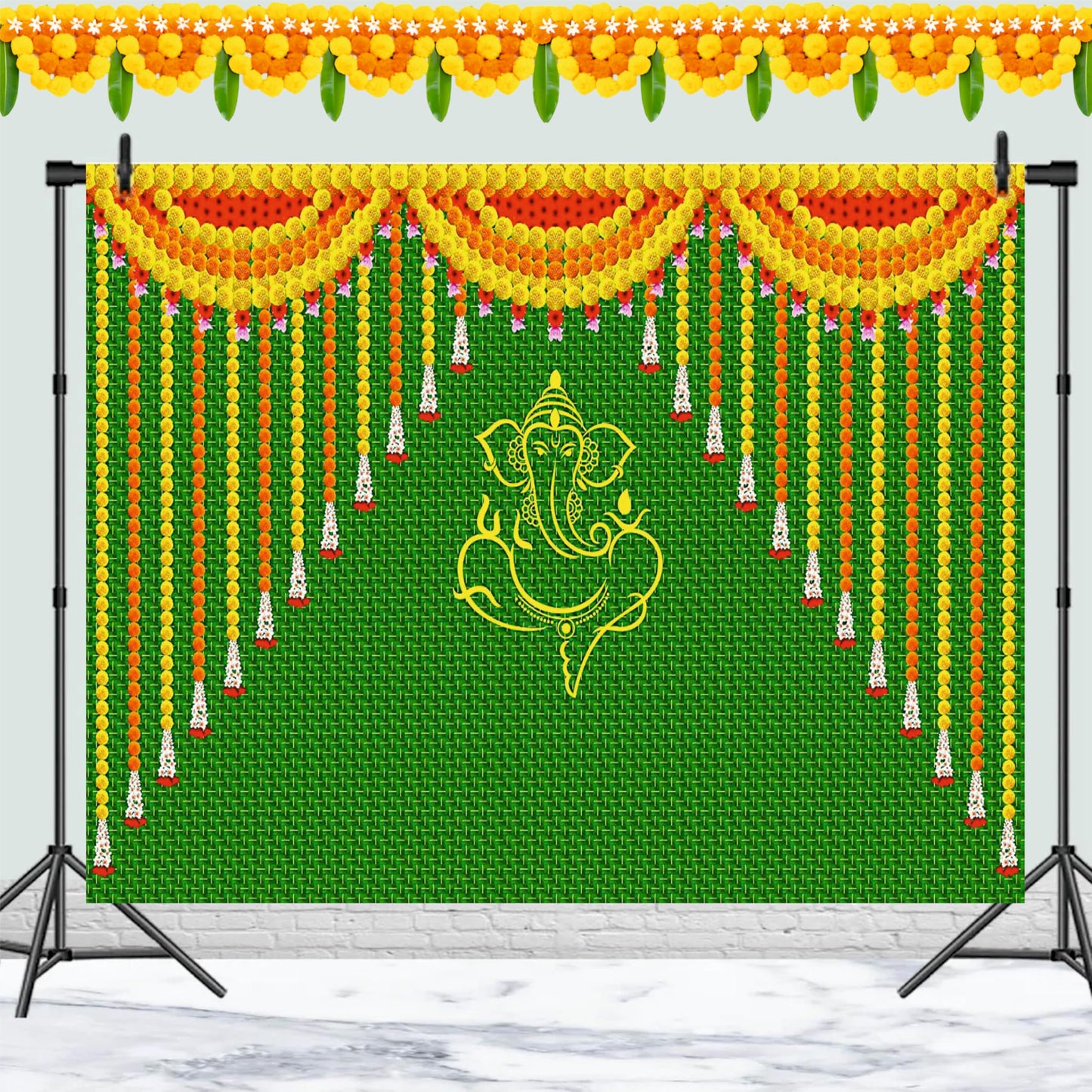 Ganpati Decorative Theme Backdrop for Events, Home & Photoshoots