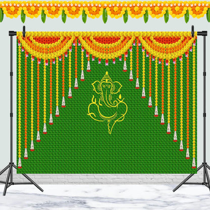 Ganpati Decorative Theme Backdrop for Events, Home & Photoshoots