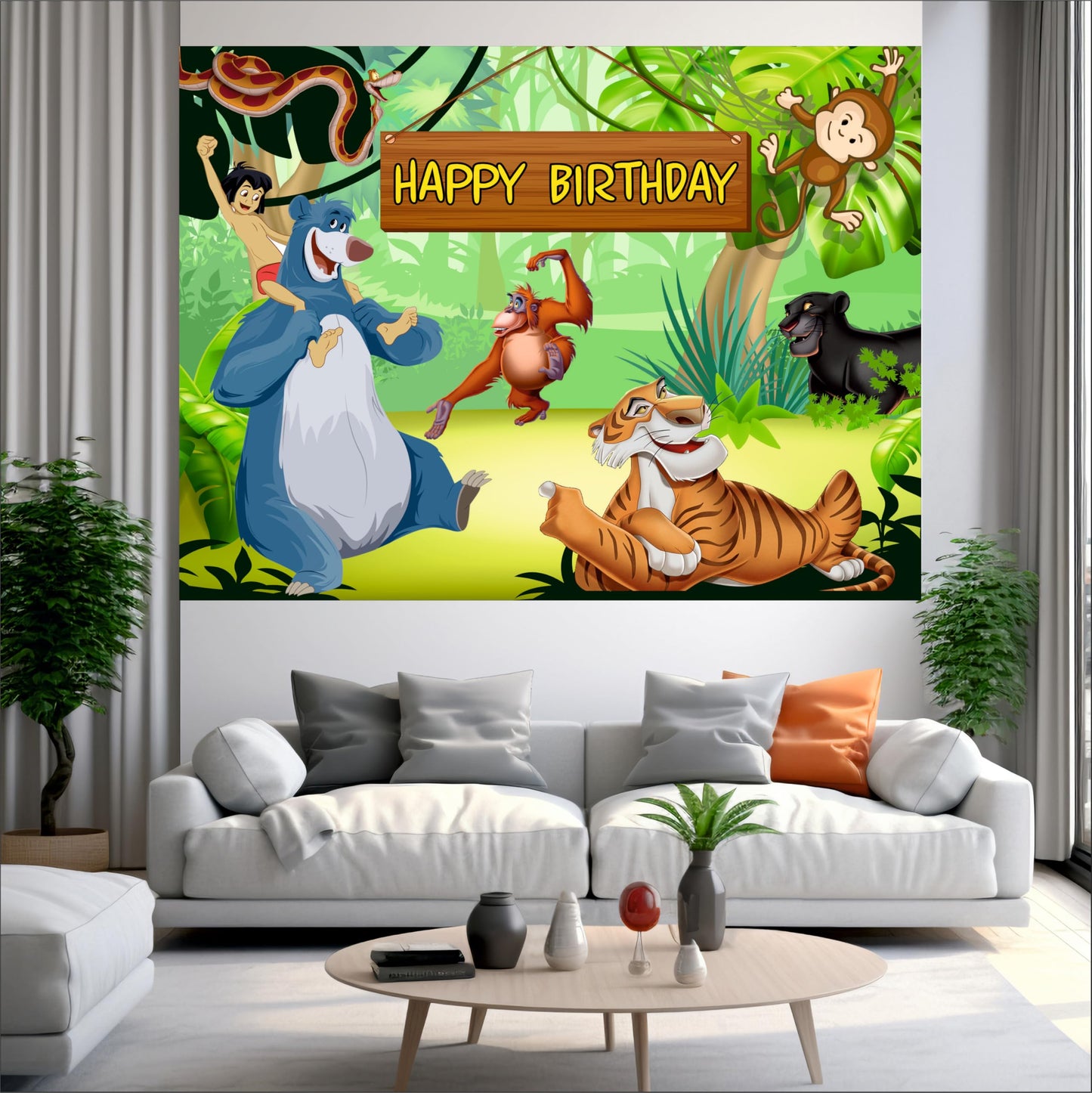 Jungle Book Birthday Theme Backdrop for Kids