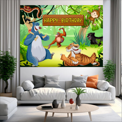 Jungle Book Birthday Theme Backdrop for Kids