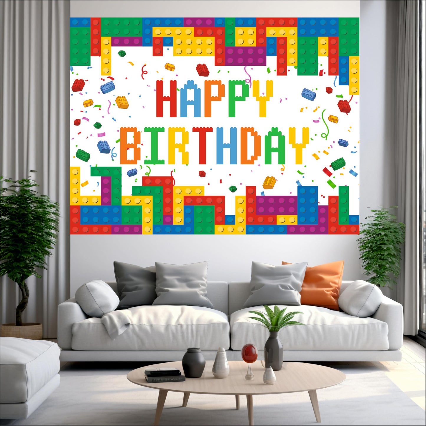 Building Blocks Theme Birthday Backdrop for Kids