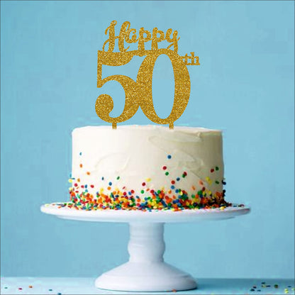 Acyrlic Silver Glitter Finish Couple Cake Topper for Decoration (50th Silver, 4.5X6.25 Inches) (Copy)