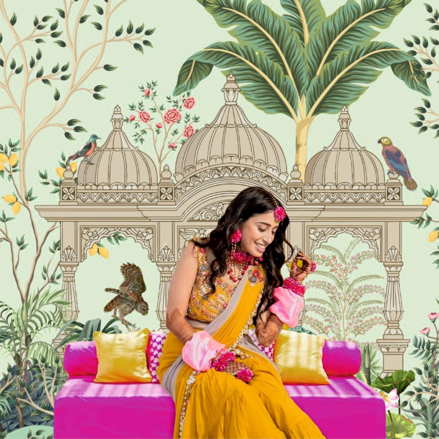 Wedding Decoration Peacock Theme Backdrop for Events, Home & Photoshoots
