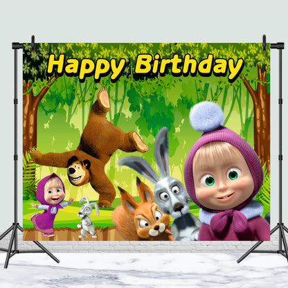 Masha Birthday Theme Birthday Backdrop for Kids