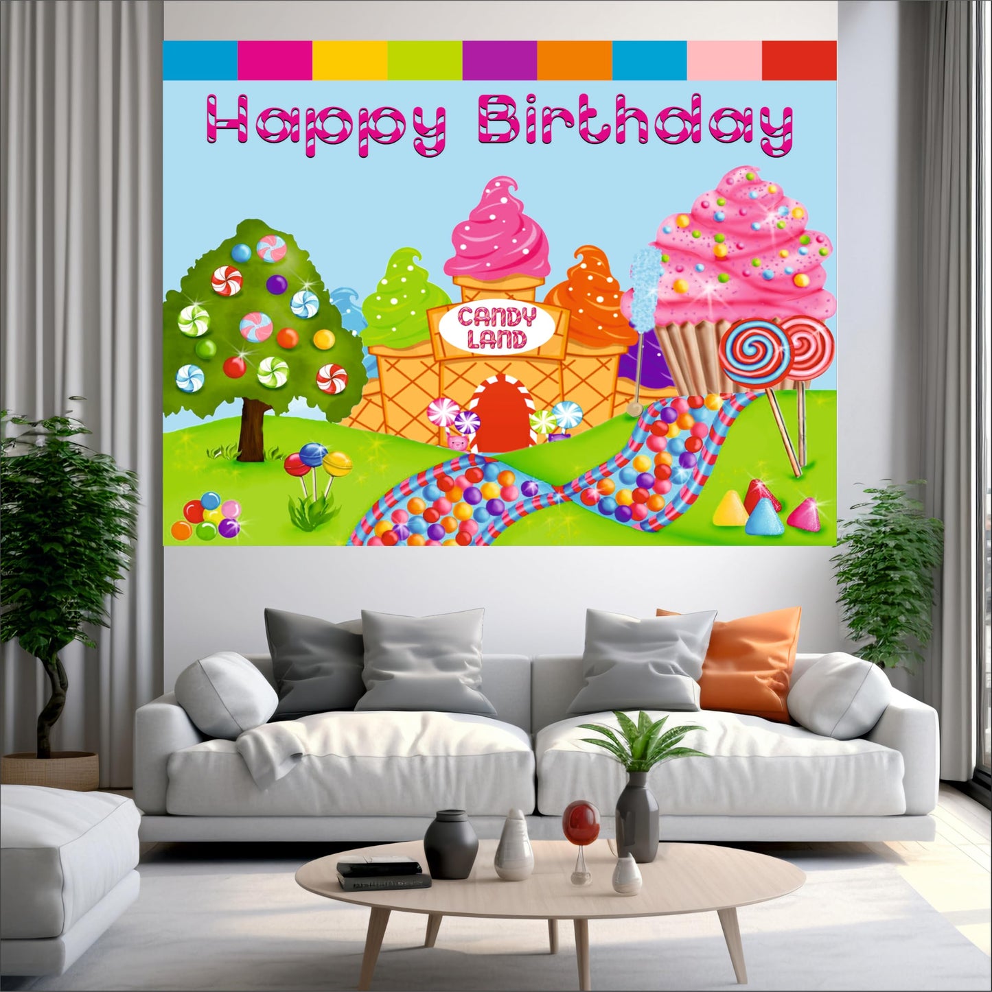 Candy Land Theme Birthday Backdrop for Kids