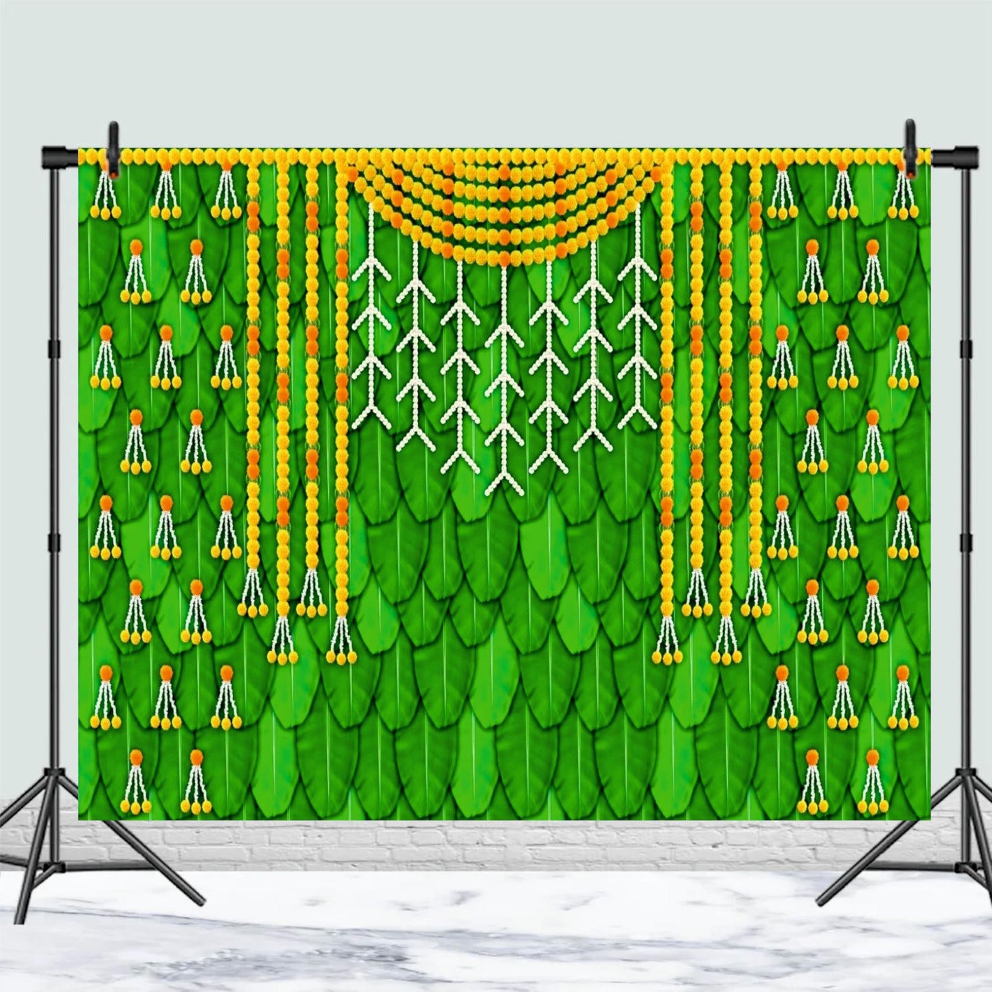 Marigold Yellow & Orange Flowers Decorative Theme Backdrop for Events, Home & Photoshoots