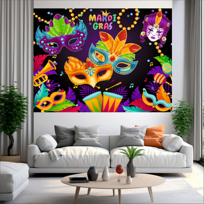 Masquerade Theme Birthday Backdrop for Kids