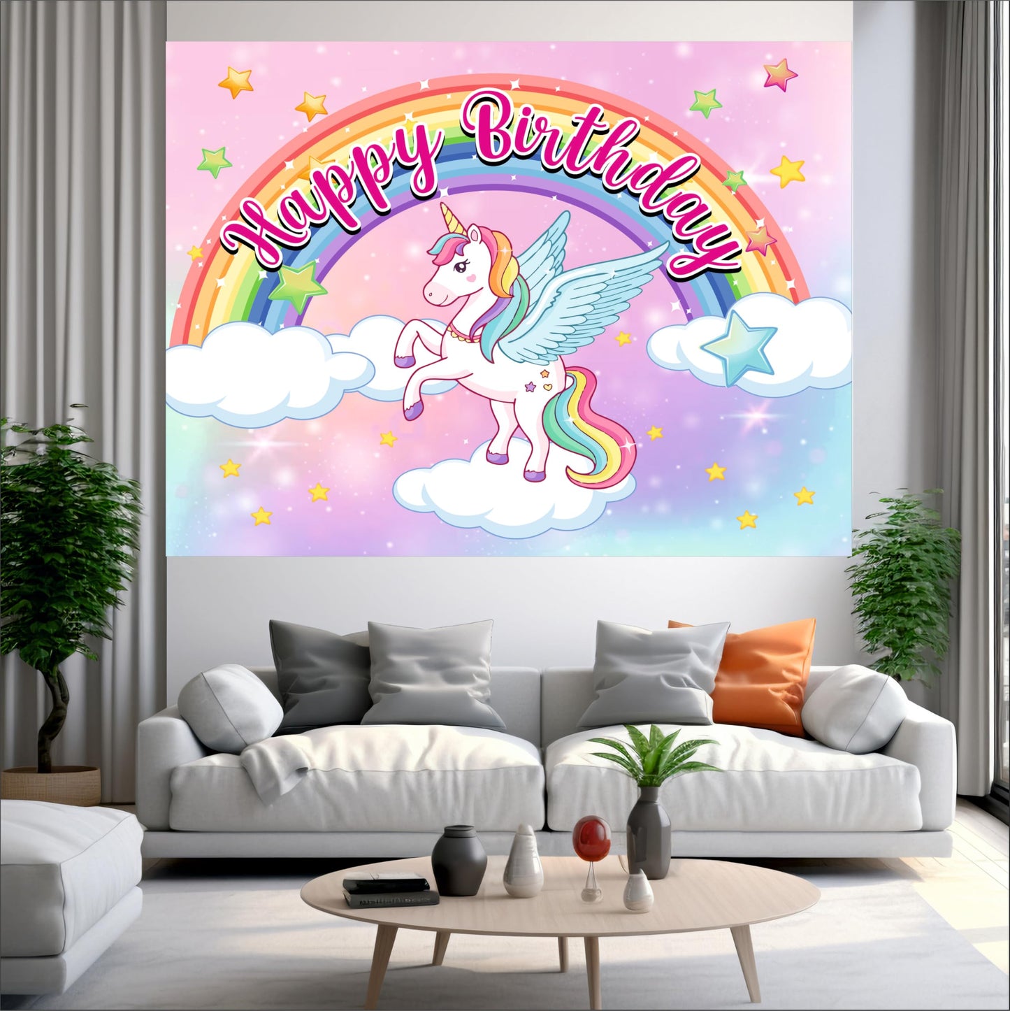 Unicorn Birthday Theme Backdrop for Kids