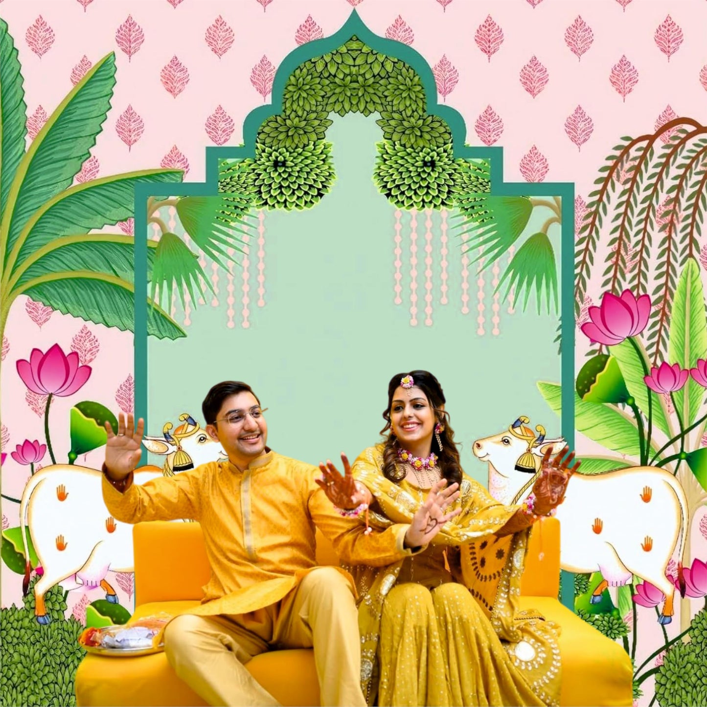 Pichwai Decorative Theme Backdrop for Events, Home & Photoshoots