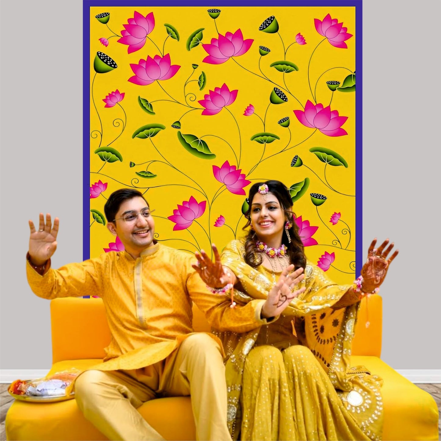 Lotus Flowers Decorative Theme Backdrop for Events, Home & Photoshoots
