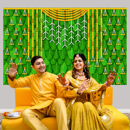 Marigold Yellow & Orange Flowers Decorative Theme Backdrop for Events, Home & Photoshoots