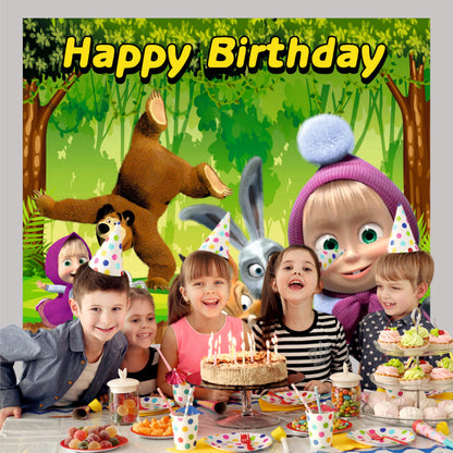 Masha Birthday Theme Birthday Backdrop for Kids