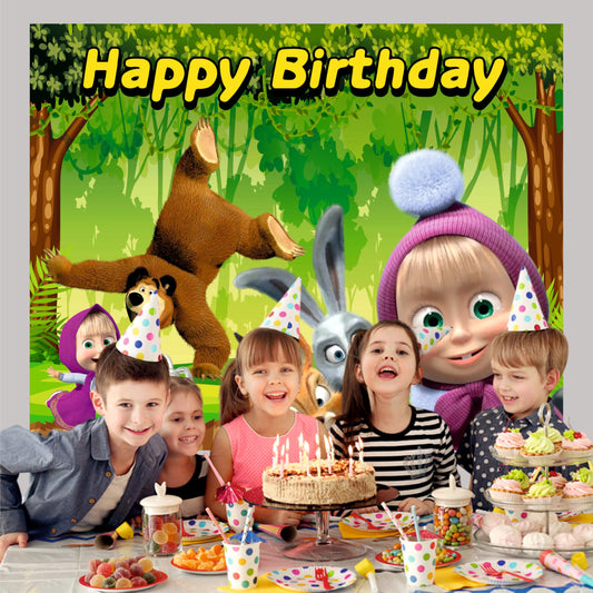 Masha Birthday Theme Birthday Backdrop for Kids