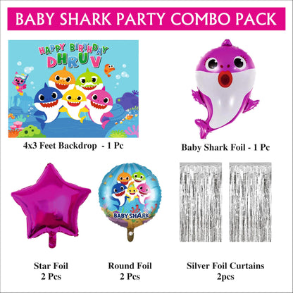 Baby Shark Birthday Backdrop Theme for Kids (Pack of 8)