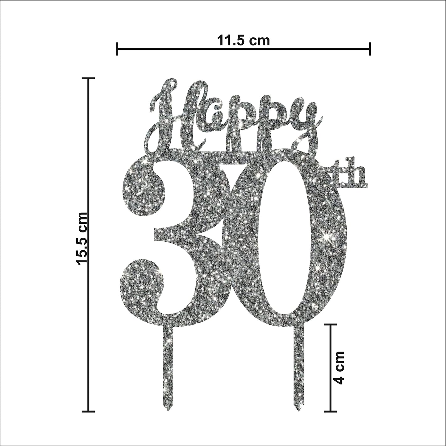 Acyrlic Silver Glitter Finish Couple Cake Topper for Decoration (4.5X6.25 Inches)