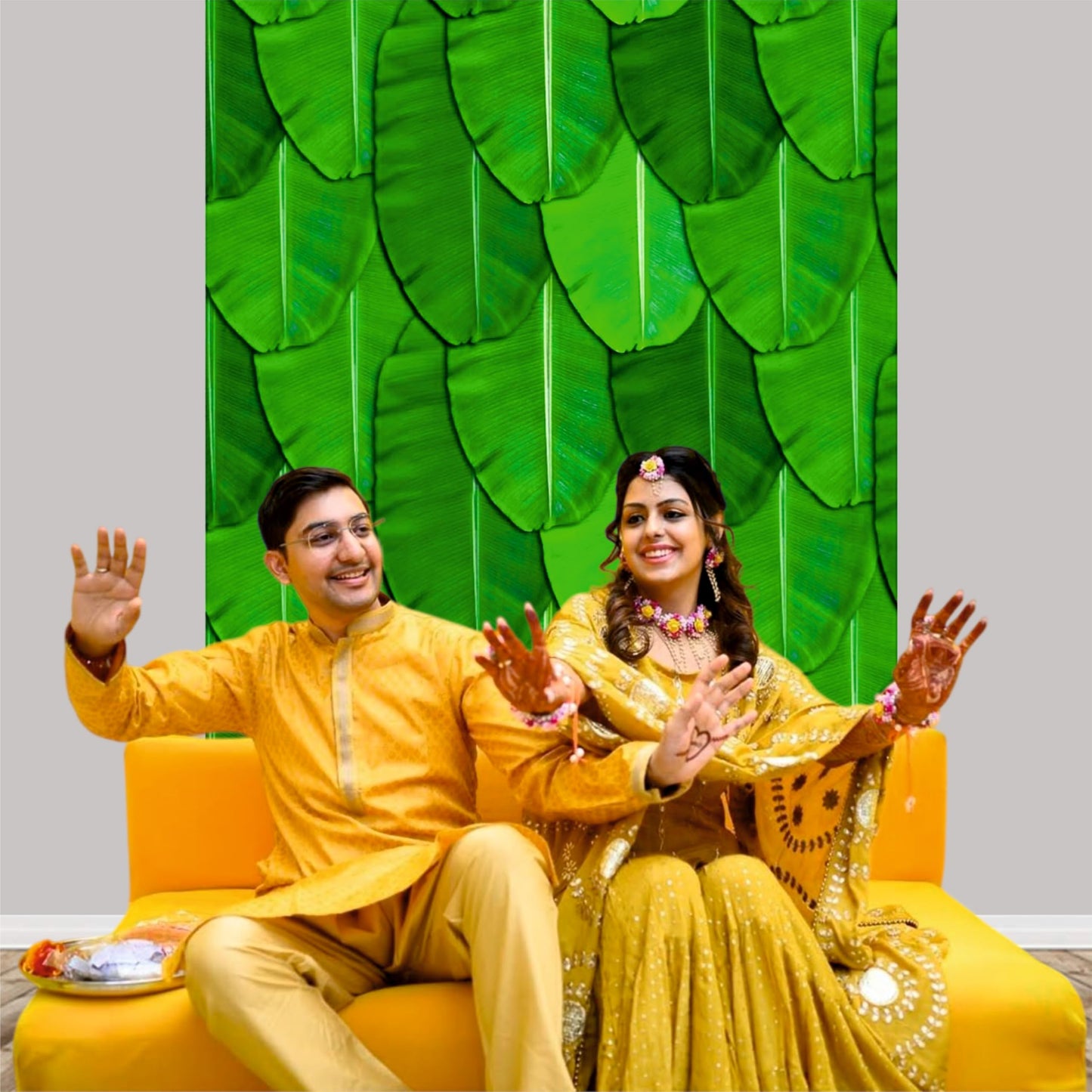 Banana Leaf Decorative Theme Backdrop for Events, Home & Photoshoots