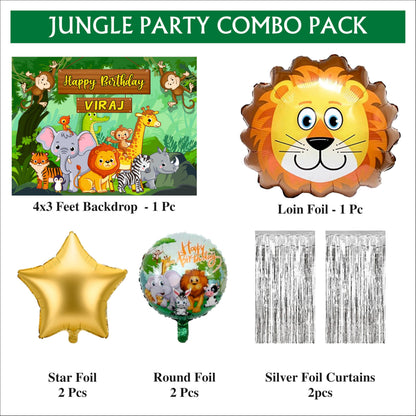 Jungle Birthday Backdrop Theme for Kids (Pack of 8)