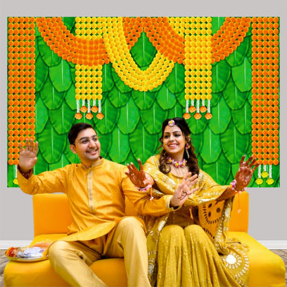 Yellow & Orange Flowers Decorative Theme Backdrop for Events, Home & Photoshoots