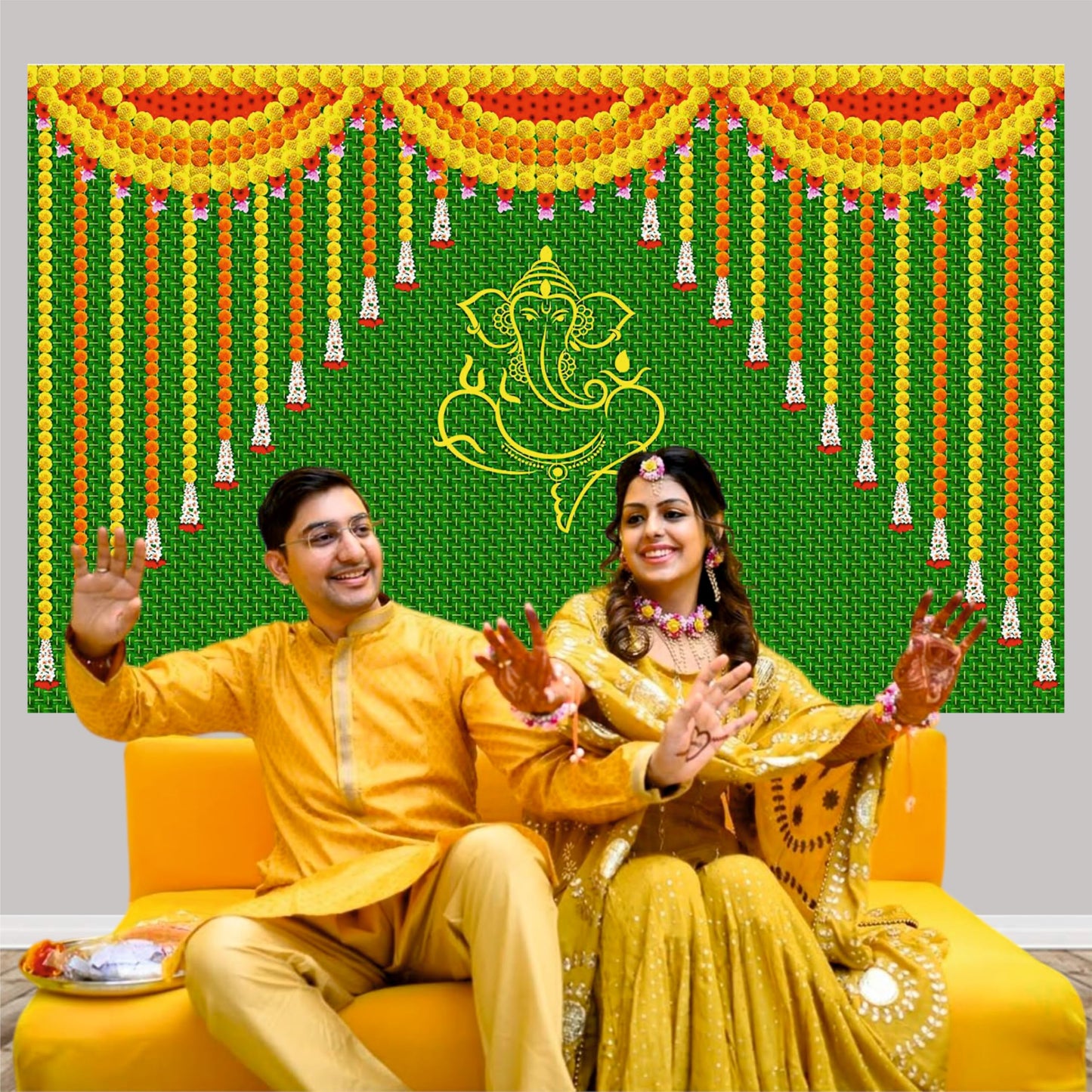 Ganpati Decorative Theme Backdrop for Events, Home & Photoshoots