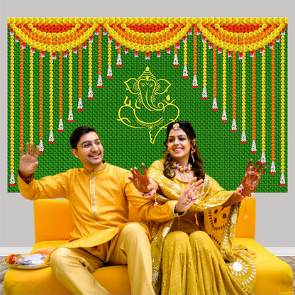 Ganpati Decorative Theme Backdrop for Events, Home & Photoshoots