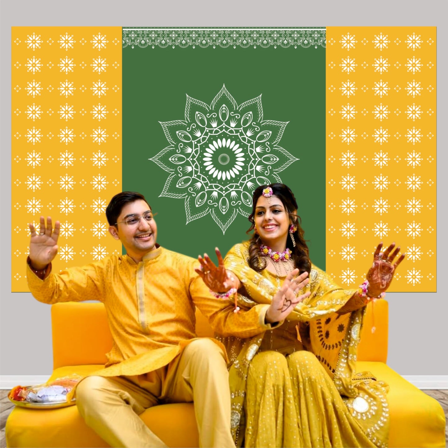 Pooja Decorative Theme Backdrop for Pooja, Mandap, Haldi & family events