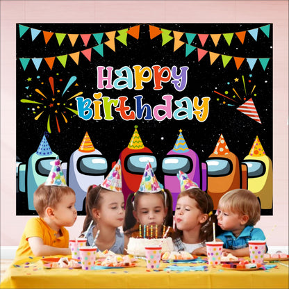 Among Game Theme Birthday Backdrop for Kids