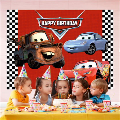 Cars Birthday Theme Backdrop for Kids