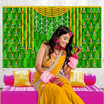 Marigold Yellow & Orange Flowers Decorative Theme Backdrop for Events, Home & Photoshoots
