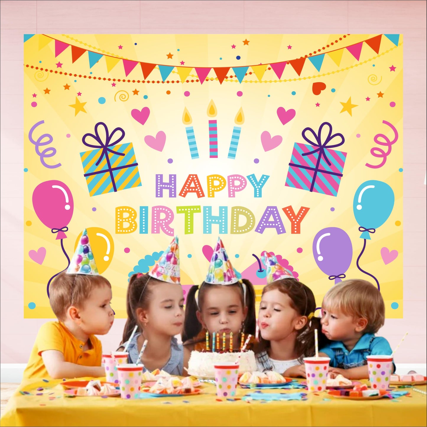 Happy Birthday Theme Birthday Backdrop for Kids