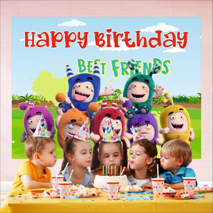 Oddbods Theme Birthday Backdrop for Kids