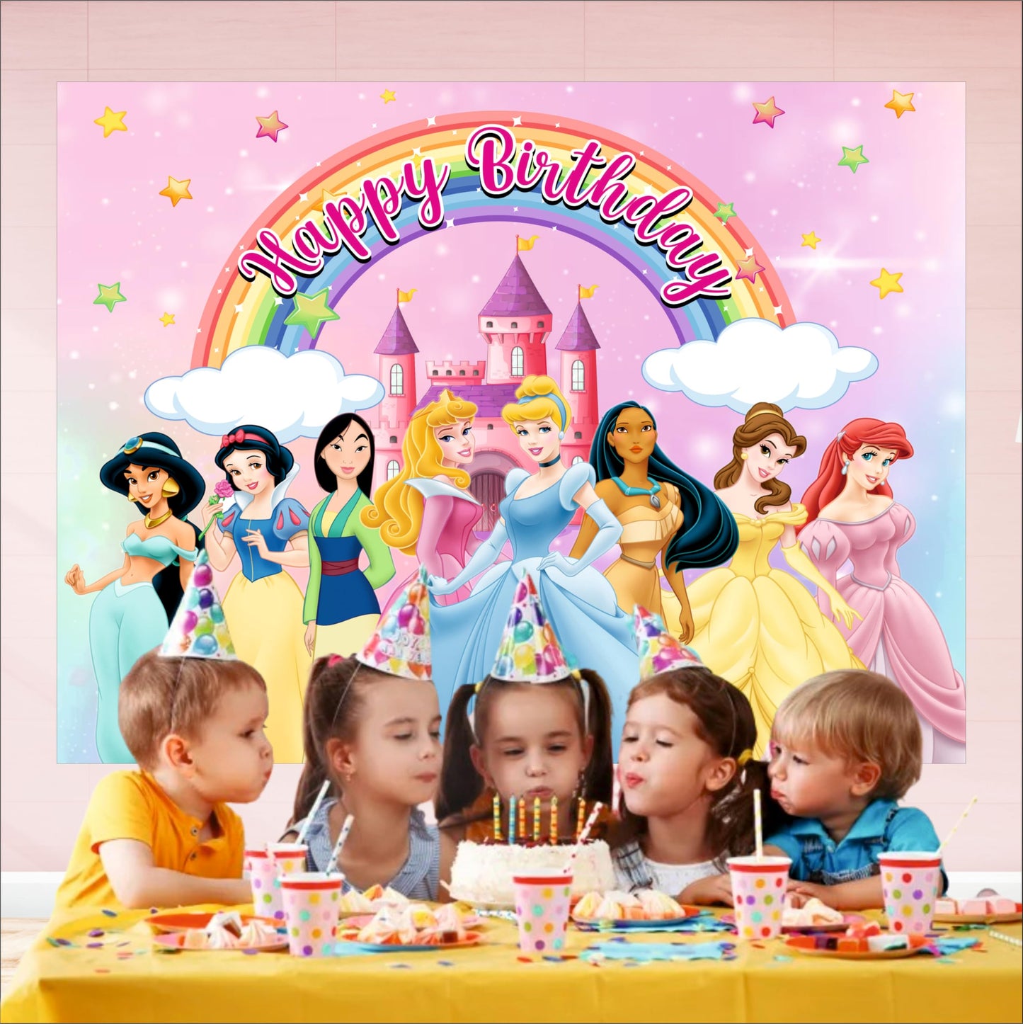 Princess Doll Theme Birthday Backdrop for Kids